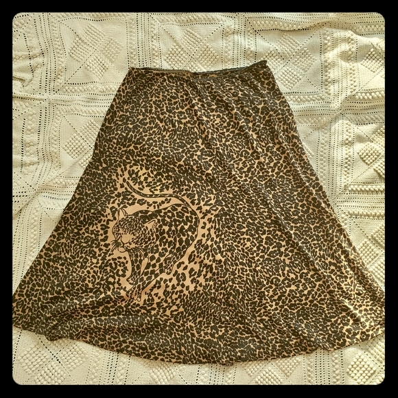 Vintage 80's 💋 leopard print midi skirt
